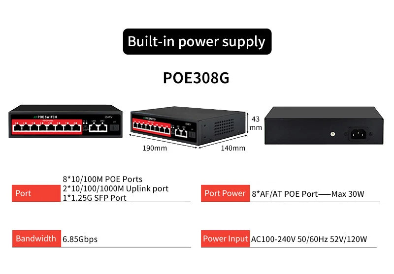 Switch POE serie STEAMEMO-SSC 4/6/8/16/24 porte, POE attivo per telecamere IP, switch AP wireless, Gigabit IEEE 802.3 AF/AT