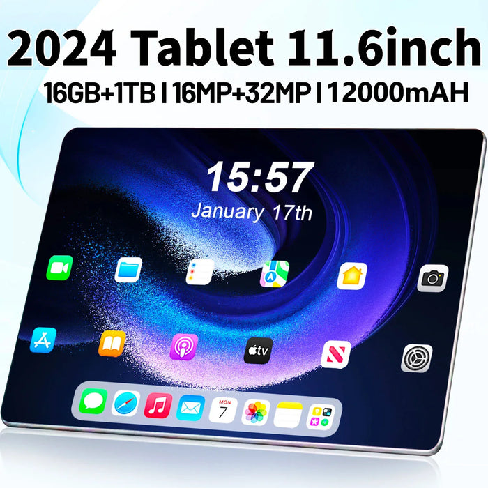 2024 5G Tablet Android 13.0 nuovo di zecca 11.6 pollici 16GB RAM 1TB ROM Tablet 16MP 32MP 12000mAh 10Core WIFI Bluetooth Tablet di rete