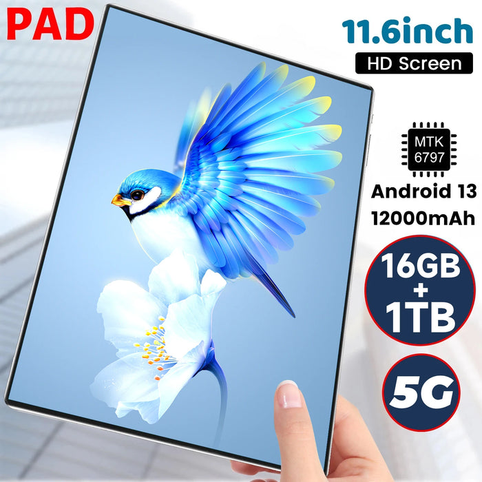 2024 nuovissimo Tablet 5G W 11.6 pollici tablet Android 13.0 MTK6797 16GB RAM 1TB ROM Tablet PC 12000mAh 10 core Wifi Network