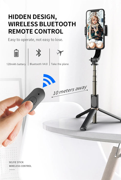 Roreta 2023 nuovo stabilizzatore cardanico Selfie Stick treppiede Wireless pieghevole con otturatore Bluetooth monopiede per IOS Android