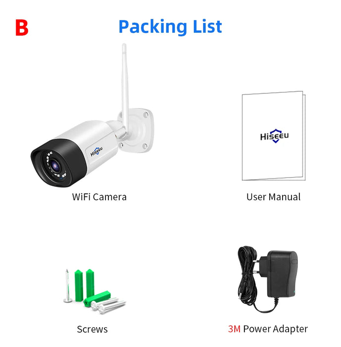 Telecamera IP Wireless Hiseeu 1536P obiettivo 3.6mm telecamera WiFi di sicurezza impermeabile per kit di sistemi CCTV Wireless Hiseeu IP Pro APP View