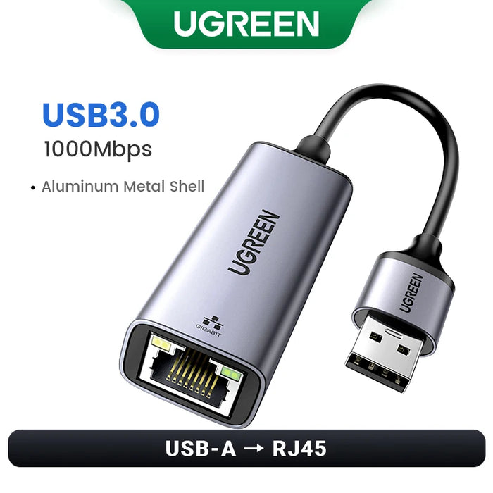 UGREEN USB Ethernet Adapter 1000/100Mbps USB3.0 HUB RJ45 Lan per PC portatile Xiaomi Mi Box Macbook Windows USB-C HUB scheda di rete