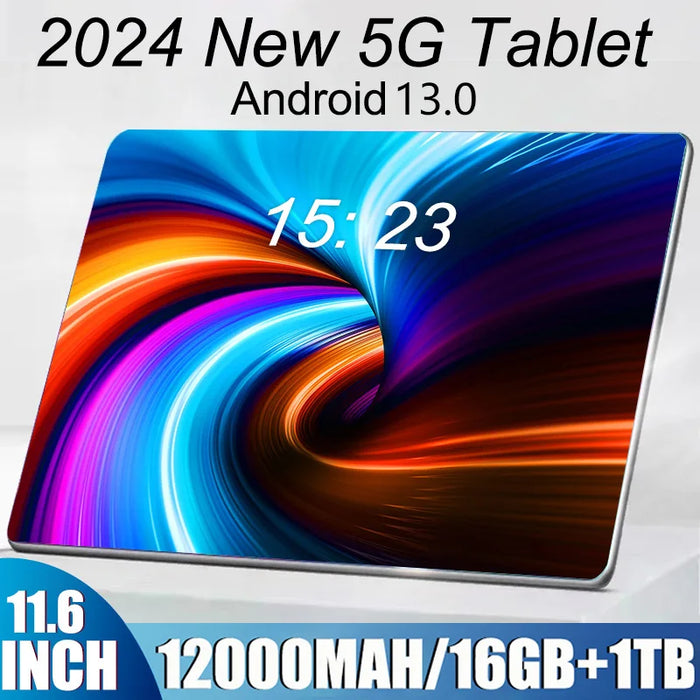 Tablet versione globale originale al 2024 11.6 pollici HD 4K Android 13 16GB + 1T 12000mAh 5G Dual SIM telefonata WiFi Tablet GPS