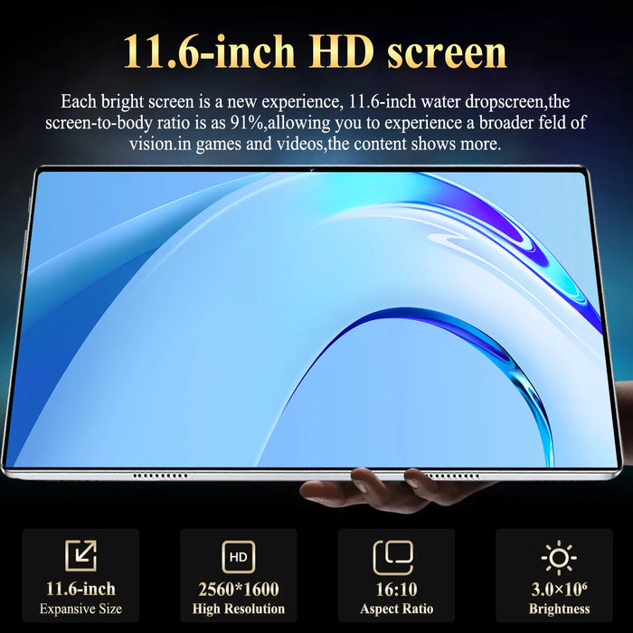 Tablet versione globale originale al 2024 11.6 pollici HD 4K Android 13 16GB + 1T 12000mAh 5G Dual SIM telefonata WiFi Tablet GPS