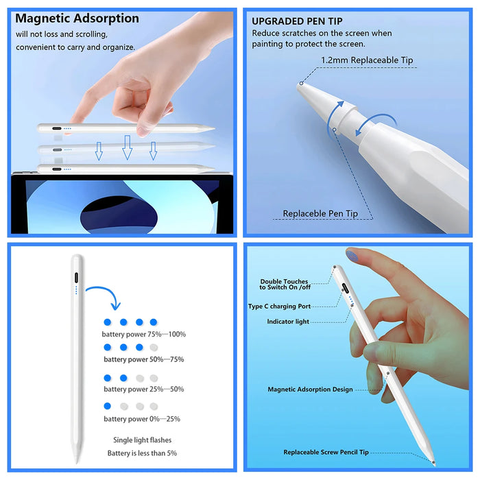 Penna stilo per Apple iPad Palm Rejection Power Display per iPad accessori per matite 2022 2021 2020 2019 2018 Pro Air Mini Stylus