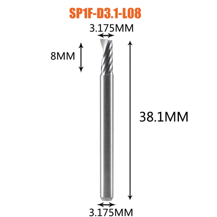 1pc AAAAA 3D CNC Router Bit Incisione Taglio 3.175/4/6 Gambo Singola Flauto Fresa Spiral End Mill Lavorazione Del Legno di Alluminio