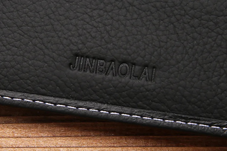 JINBAOLAI portafogli da uomo in pelle Solid Sample Style Zipper Purse Man Card Horder famoso marchio di qualità maschile portafoglio nome incisione