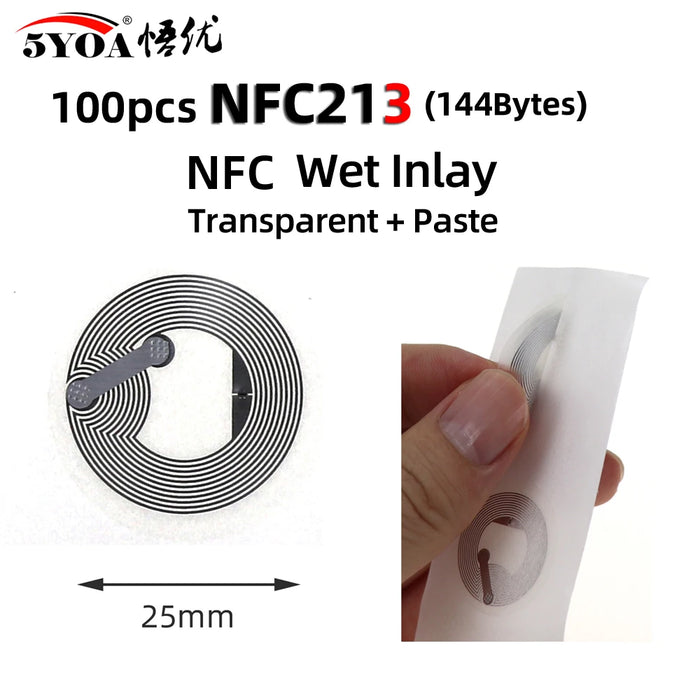 100 pz/lotto NFC etichetta adesiva 13.56MHz ISO14443A Ntag 213 adesivi etichetta universale Ntag213 RFID per tutti i telefoni abilitati NFC