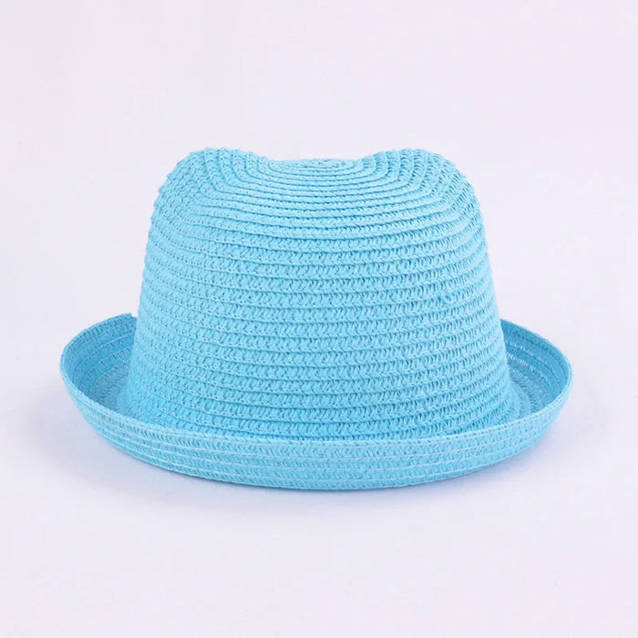 Moda bella ragazze ragazzi cappelli di paglia copricapo estate bambini bambino secchio cappello da sole carino orecchio solido floscio berretto da spiaggia per i bambini