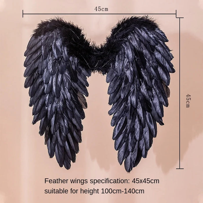 Black White Angel Feather Wings Holiday Party puntelli Layout di scena passerella Demon Devil Wing Show Birthday Bar Halloween Home Decor