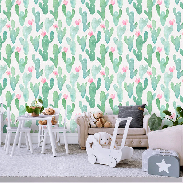 Impermeabile Cactus Buccia E Bastone di Carta Da Parati Rimovibile Per Armadietti Verde/Rosa Autoadesiva Del Vinile Carta Da Parati Kidroom Casa Decorare