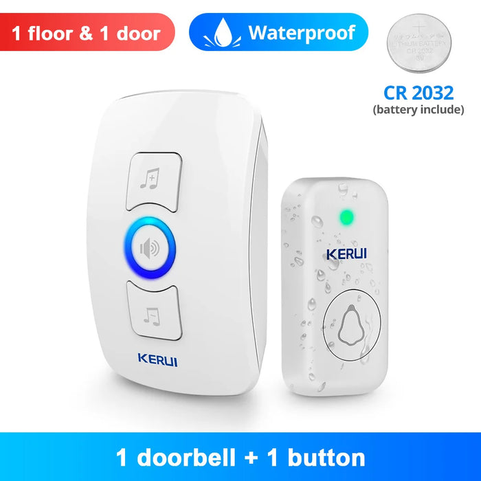 KERUI M525 Campanello senza fili esterno Impermeabile Smart Home Campanello per porta Kit LED Flash Allarme di sicurezza Melodie di benvenuto per la casa