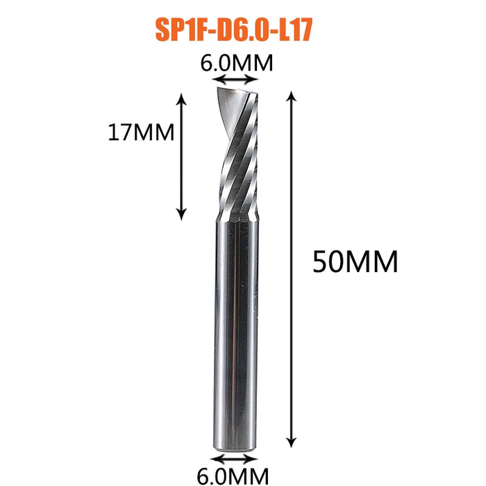 1pc AAAAA 3D CNC Router Bit Incisione Taglio 3.175/4/6 Gambo Singola Flauto Fresa Spiral End Mill Lavorazione Del Legno di Alluminio