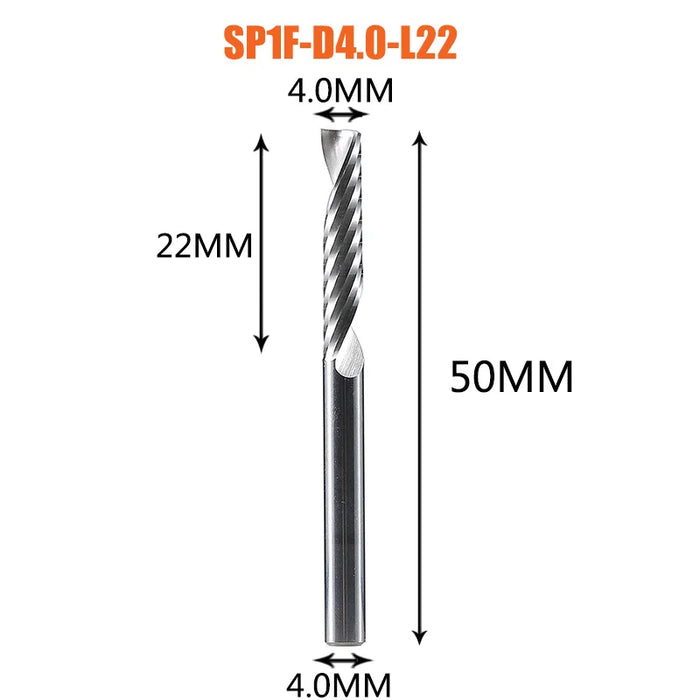 1pc AAAAA 3D CNC Router Bit Incisione Taglio 3.175/4/6 Gambo Singola Flauto Fresa Spiral End Mill Lavorazione Del Legno di Alluminio