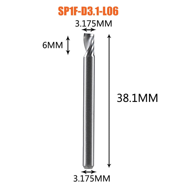 1pc AAAAA 3D CNC Router Bit Incisione Taglio 3.175/4/6 Gambo Singola Flauto Fresa Spiral End Mill Lavorazione Del Legno di Alluminio