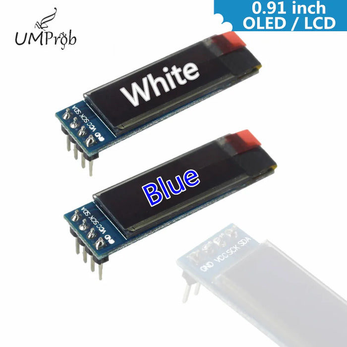 0.91 pollici 128x32 IIC I2C Display LCD OLED bianco/blu modulo fai da te SSD1306 Driver IC DC 3.3V 5V per arduino