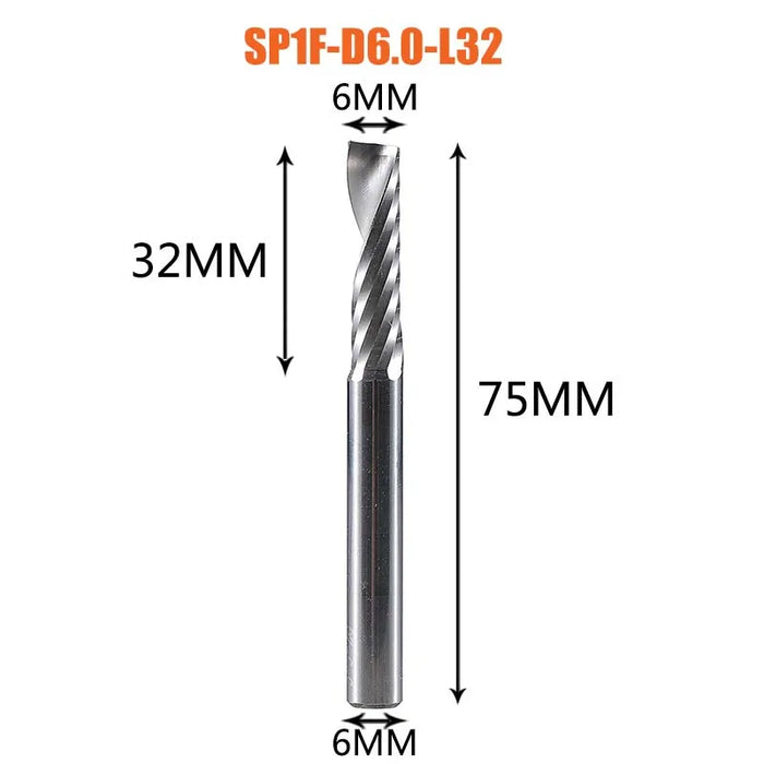 1pc AAAAA 3D CNC Router Bit Incisione Taglio 3.175/4/6 Gambo Singola Flauto Fresa Spiral End Mill Lavorazione Del Legno di Alluminio