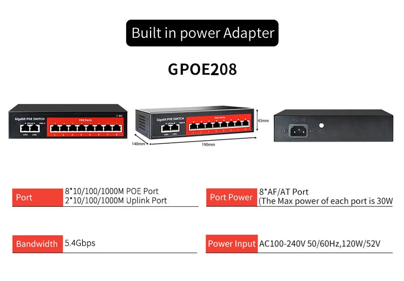 Switch POE Gigabit completo serie STEAMEMO SSC 4/6/8/16/24 porte 1000Mbps per telecamera IP/switch AP wireless Gigabit SFP