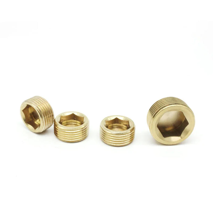 Rame 1/8 "1/4" 3/8 "1/2" 3/4 "filettatura maschio tubo in ottone testa esagonale tappo a spina raccordo adattatore connettore