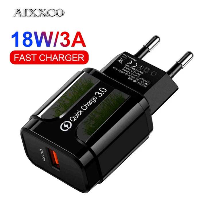 AIXXCO 5V 2A Spina UE HA CONDOTTO LA Luce 2 Adattatore USB Dispositivo di Caricatore Da Parete Del Telefono Mobile Carica Rapida QC 3.0 Caricatore Mobile Caricatore Veloce