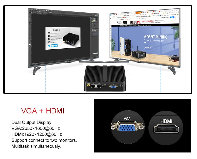 Mini PC industriale senza ventola Celeron J4125 Windows 10 Pro HTPC Dual LAN Gigabit 2 COM WiFi HDMI 2955U Mini Computer Desktop