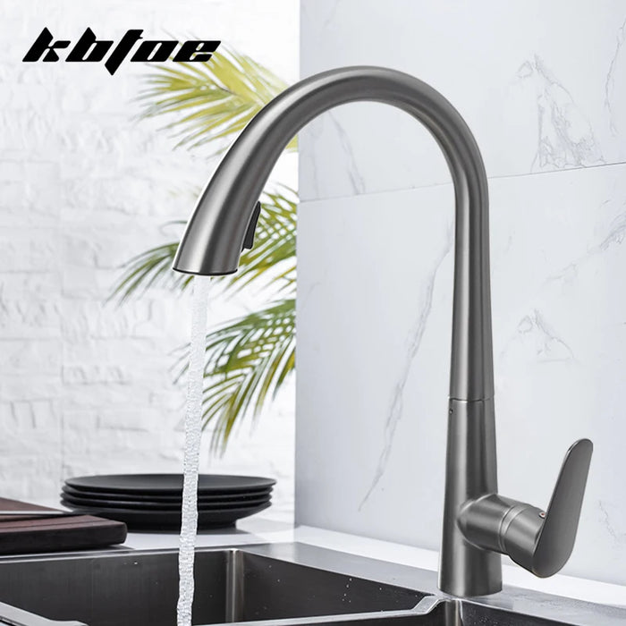 Rubinetto da cucina estraibile grigio pistola rubinetto per lavabo con acqua calda e fredda rubinetto girevole retrattile in bianco e nero 60CM Pull