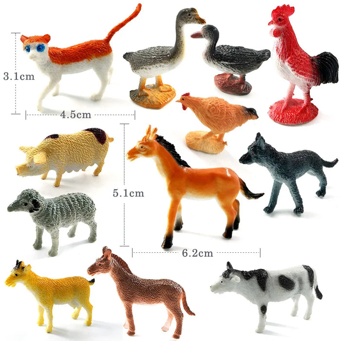 12 pezzi insetto ragno farfalla pesce dinosauro cane gatto cavallo figurine fattoria modello animale action figure set di giocattoli caldi per il regalo dei bambini