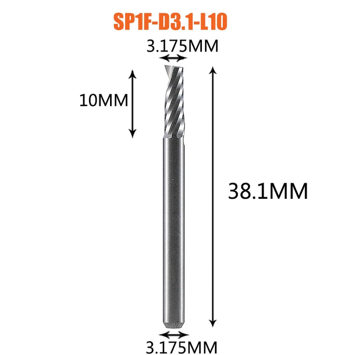 1pc AAAAA 3D CNC Router Bit Incisione Taglio 3.175/4/6 Gambo Singola Flauto Fresa Spiral End Mill Lavorazione Del Legno di Alluminio