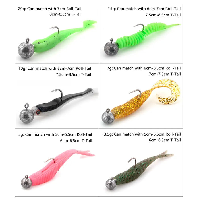 JYJ 1g 2g 3g 4g 5g 10g 20g 22g 25g 28g manovella Jig head hook amo da pesca head Jig lure hard bait soft worm jig hook per la pesca