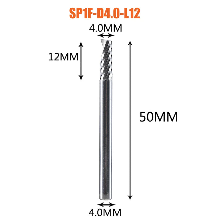 1pc AAAAA 3D CNC Router Bit Incisione Taglio 3.175/4/6 Gambo Singola Flauto Fresa Spiral End Mill Lavorazione Del Legno di Alluminio