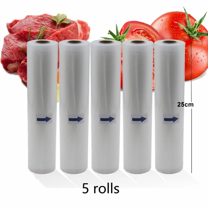 Rotoli per sigillare sottovuoto per alimenti Sacchetti sottovuoto imballaggio BPA FREE Cucina domestica Sacchetti sottovuoto per alimenti Sacchetti per sigillare 5 rotoli / lotto