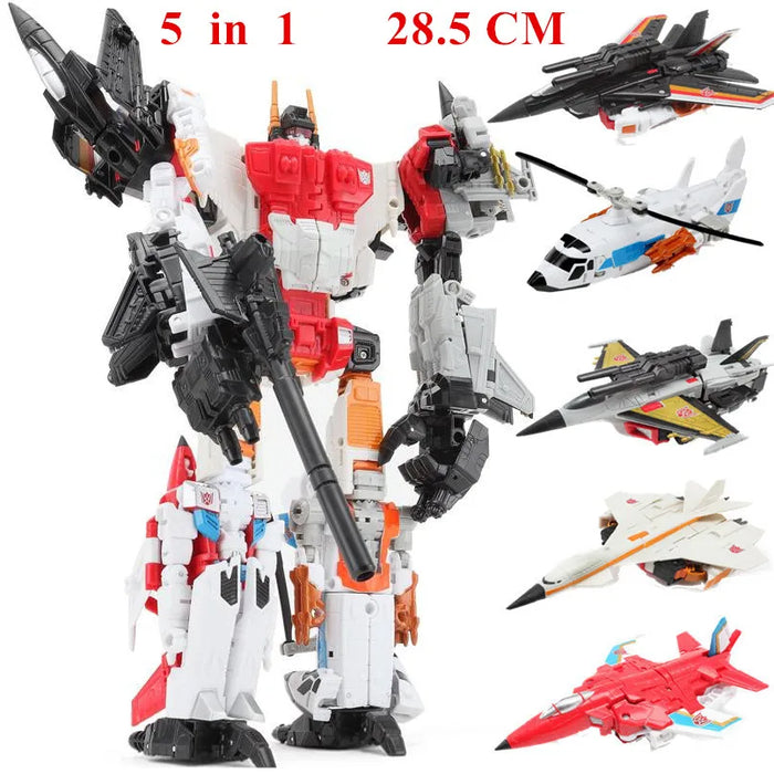 Haizhixing 5 IN 1 Trasformazione Robot Auto Giocattoli Anime Devastator Aereo Carro Armato Modello KO Ragazzi Collezione di Camion Regalo per Adulti per Bambini