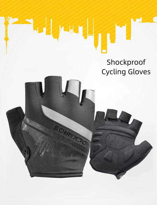 ROCKBROS guanti da ciclismo mezze dita antiurto resistente all'usura traspirante MTB guanti da bicicletta da strada uomo donna attrezzatura sportiva per bici