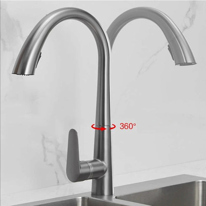 Rubinetto da cucina estraibile grigio pistola rubinetto per lavabo con acqua calda e fredda rubinetto girevole retrattile in bianco e nero 60CM Pull