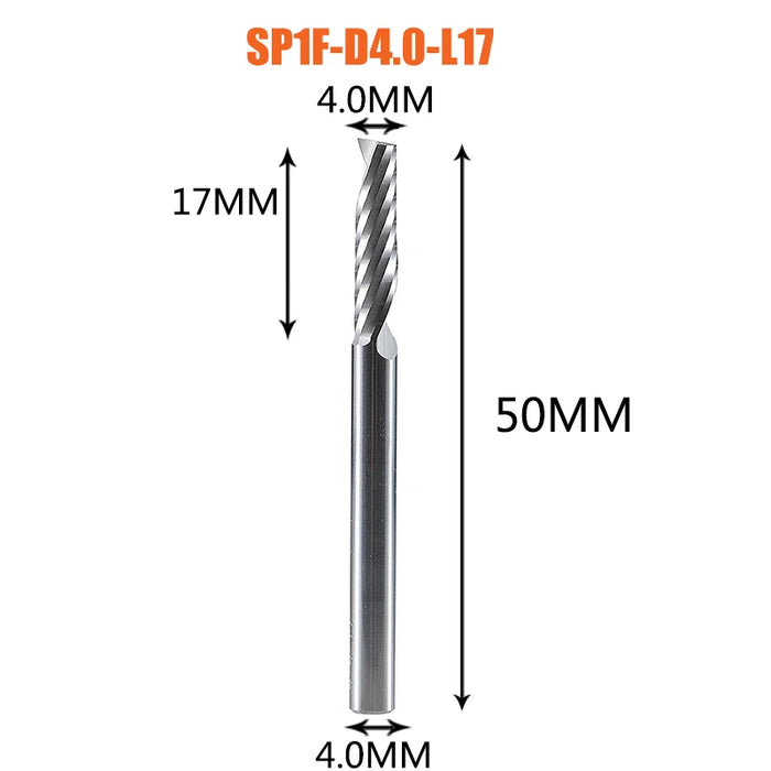 1pc AAAAA 3D CNC Router Bit Incisione Taglio 3.175/4/6 Gambo Singola Flauto Fresa Spiral End Mill Lavorazione Del Legno di Alluminio