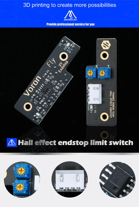 Mellow 2 pezzi ad alta sensibilità Voron 2.2/ Voron 2.4 finecorsa Endstop ad effetto Hall per asse X/Y