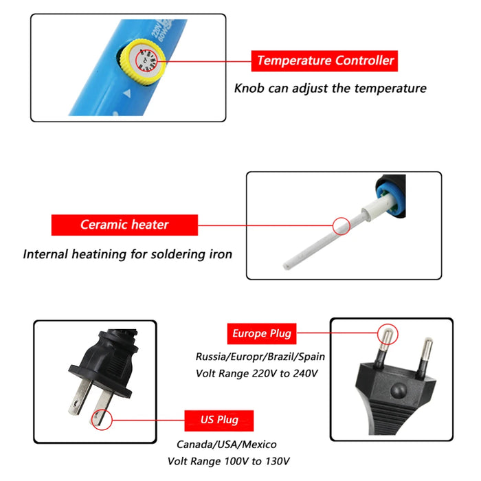 Nuovo saldatore elettrico a temperatura regolabile 220V 110V 60W 80W stazione di rilavorazione a saldare punte per matita termica strumenti di riparazione