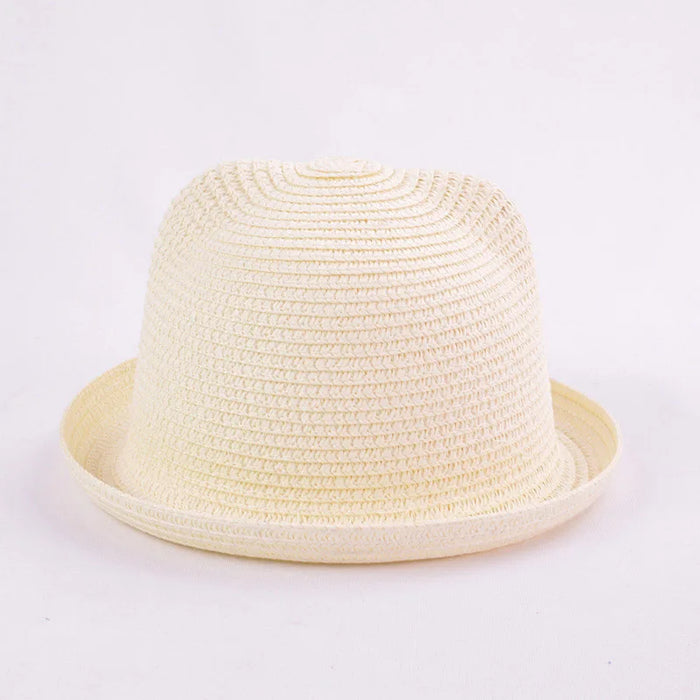 Moda bella ragazze ragazzi cappelli di paglia copricapo estate bambini bambino secchio cappello da sole carino orecchio solido floscio berretto da spiaggia per i bambini