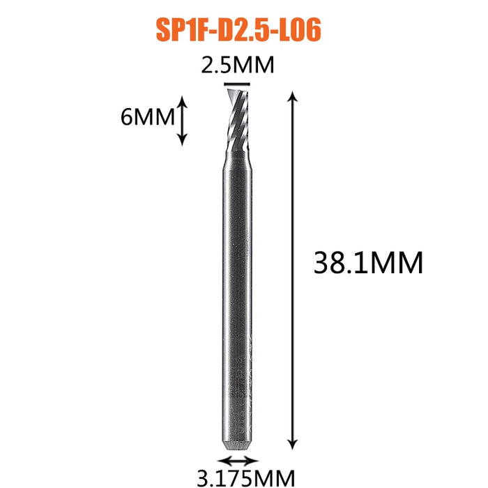 1pc AAAAA 3D CNC Router Bit Incisione Taglio 3.175/4/6 Gambo Singola Flauto Fresa Spiral End Mill Lavorazione Del Legno di Alluminio