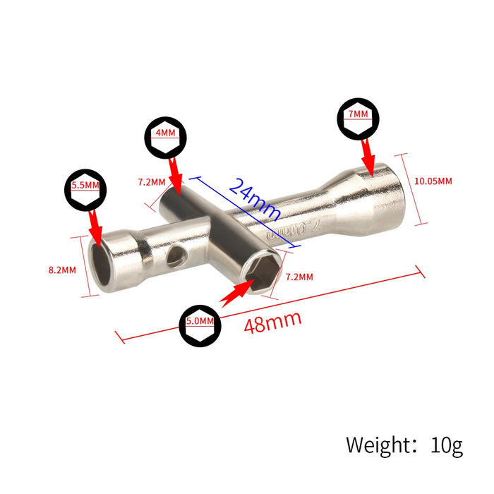 Strumento ugello stampante 3D KINGROON 4 in1 M2 M2.5 M3 M4 dado a vite chiave a croce esagonale per ugelli E3D V6 MK8 Mini chiave inglese