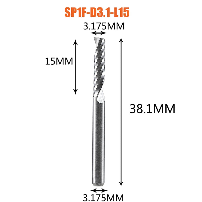 1pc AAAAA 3D CNC Router Bit Incisione Taglio 3.175/4/6 Gambo Singola Flauto Fresa Spiral End Mill Lavorazione Del Legno di Alluminio