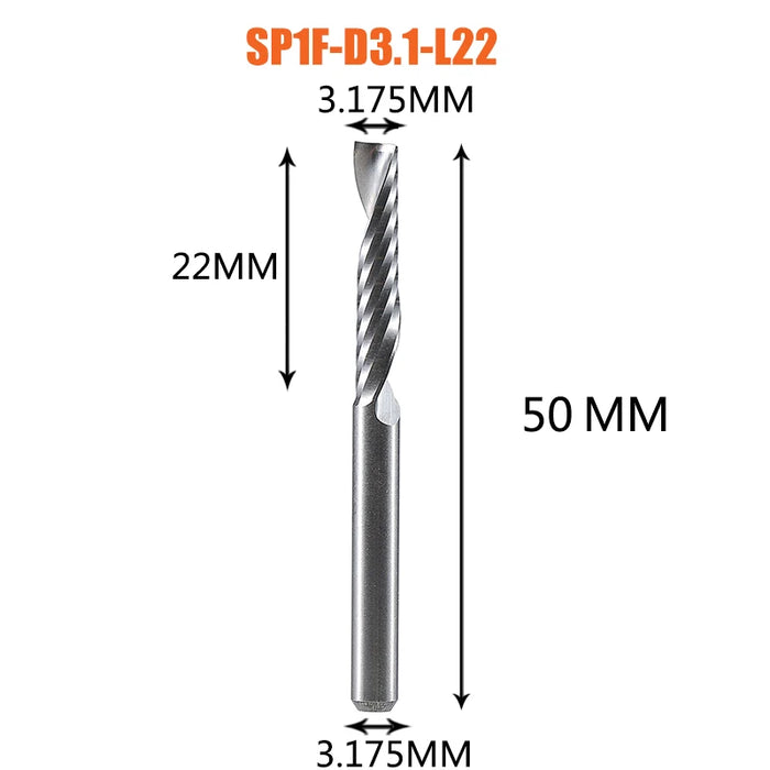 1pc AAAAA 3D CNC Router Bit Incisione Taglio 3.175/4/6 Gambo Singola Flauto Fresa Spiral End Mill Lavorazione Del Legno di Alluminio