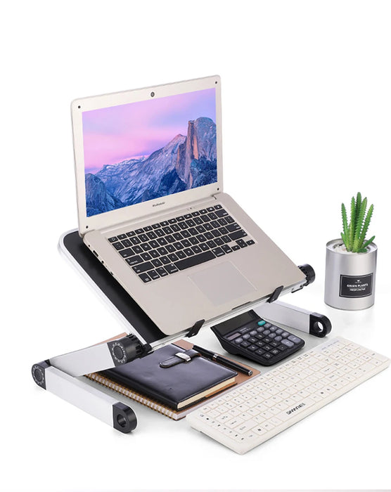 Supporto da scrivania regolabile per Laptop portatile in alluminio ergonomico Lapdesk per TV letto divano PC Notebook tavolo supporto da scrivania con tappetino per Mouse