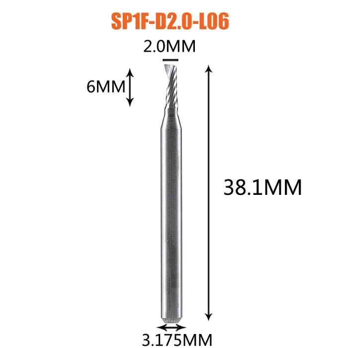 1pc AAAAA 3D CNC Router Bit Incisione Taglio 3.175/4/6 Gambo Singola Flauto Fresa Spiral End Mill Lavorazione Del Legno di Alluminio