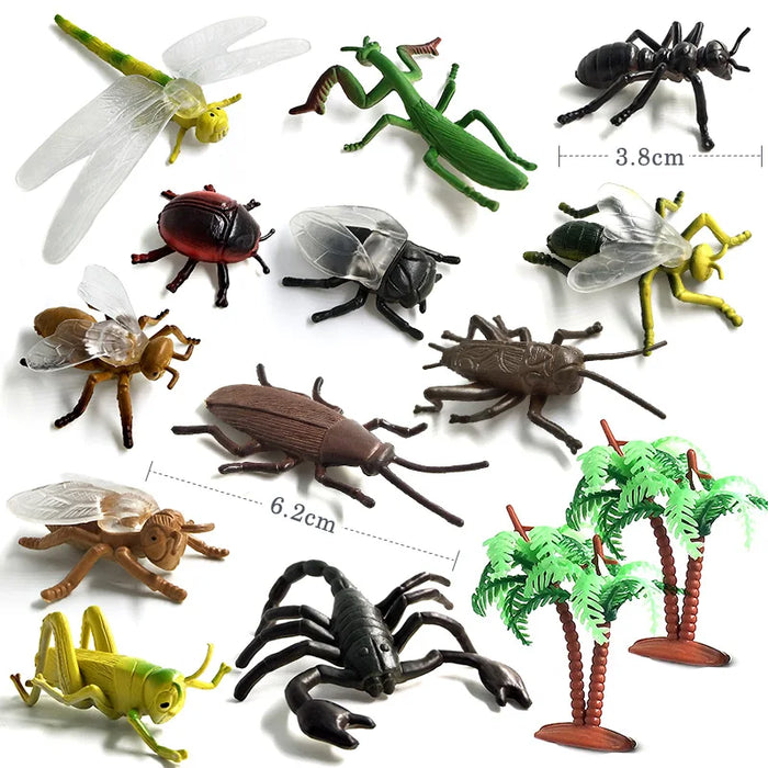 12 pezzi insetto ragno farfalla pesce dinosauro cane gatto cavallo figurine fattoria modello animale action figure set di giocattoli caldi per il regalo dei bambini