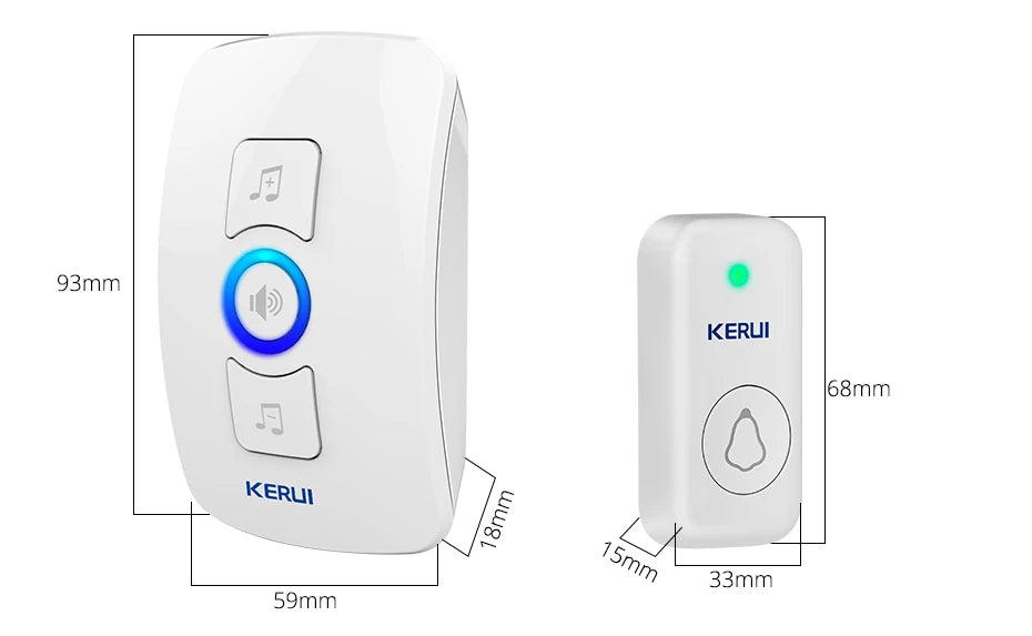 KERUI M525 Campanello senza fili esterno Impermeabile Smart Home Campanello per porta Kit LED Flash Allarme di sicurezza Melodie di benvenuto per la casa