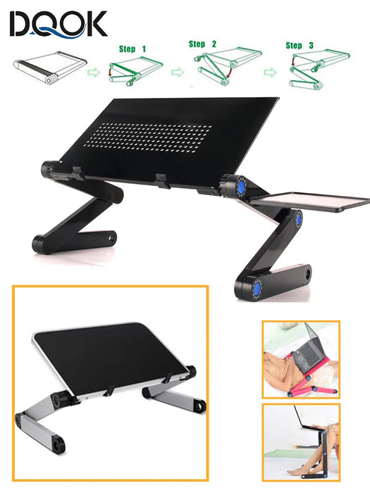 Supporto da scrivania regolabile per Laptop portatile in alluminio ergonomico Lapdesk per TV letto divano PC Notebook tavolo supporto da scrivania con tappetino per Mouse