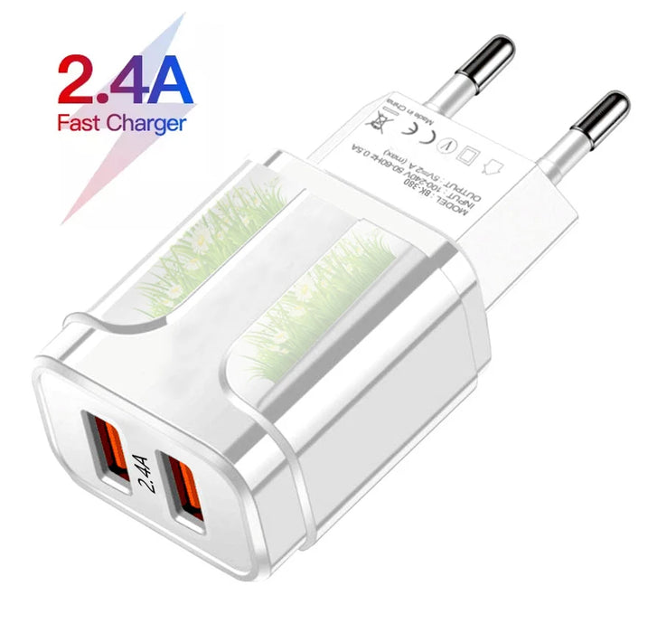 AIXXCO 5V 2A Spina UE HA CONDOTTO LA Luce 2 Adattatore USB Dispositivo di Caricatore Da Parete Del Telefono Mobile Carica Rapida QC 3.0 Caricatore Mobile Caricatore Veloce