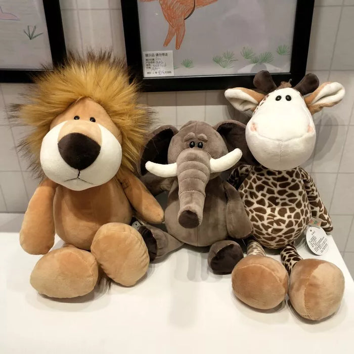 25cm farcito realistico leone tigre elefante scimmia leopardo giraffa bambola di procione simulazione animali della foresta giocattoli di peluche per regalo per bambini