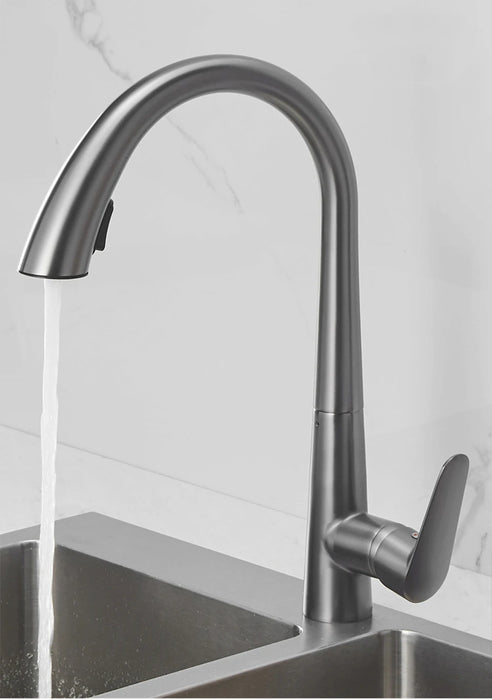 Rubinetto da cucina estraibile grigio pistola rubinetto per lavabo con acqua calda e fredda rubinetto girevole retrattile in bianco e nero 60CM Pull